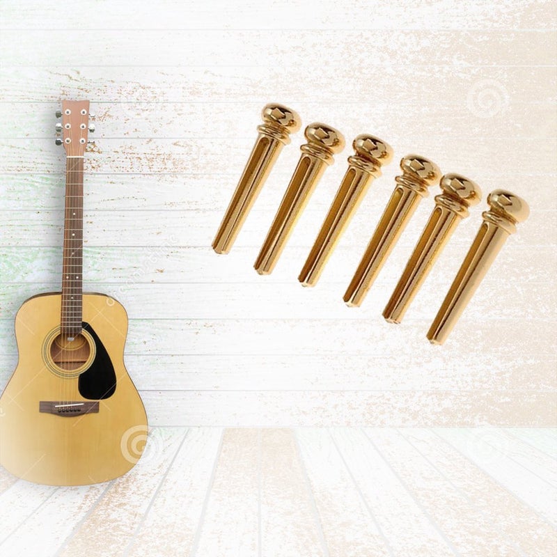 Amadget Guitar Bridge Pins 6pcs Brass Endpin for Guitar With Guitar Bridge Pin Puller - Image 5